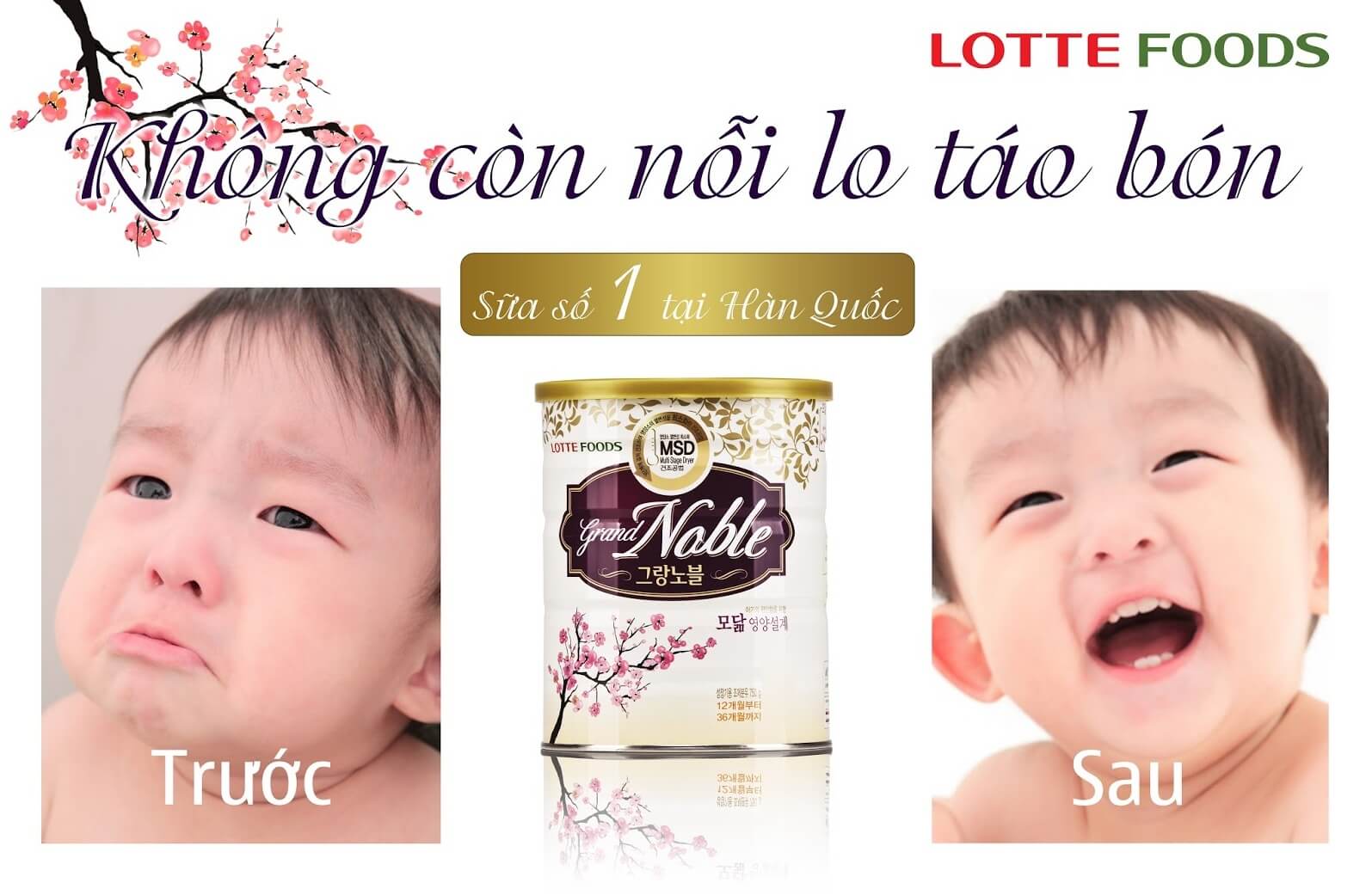 Sữa Grand Noble mát giúp bé chống táo bón